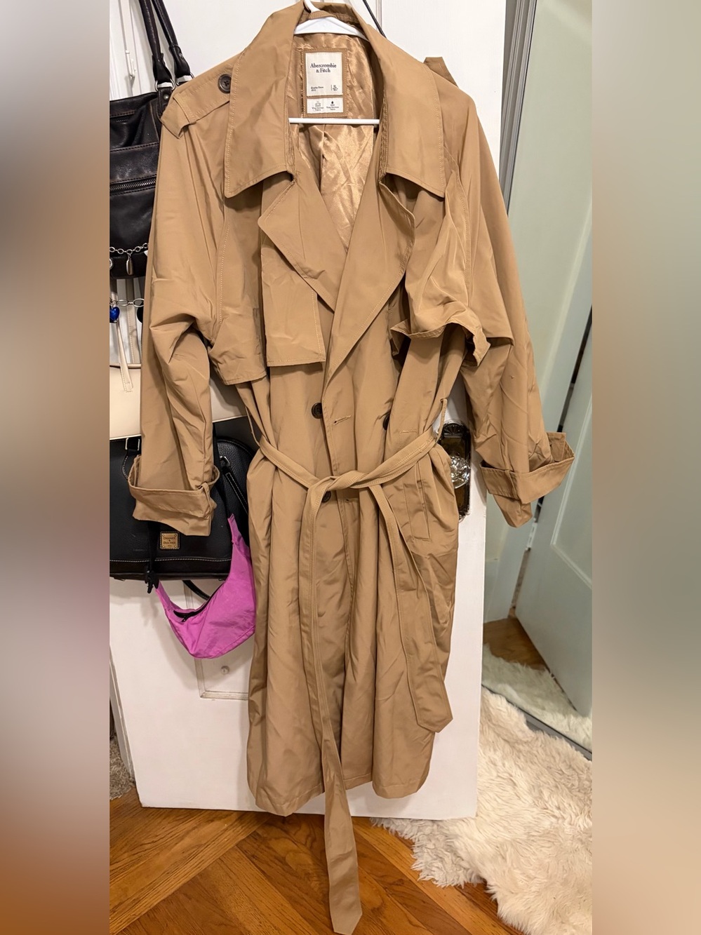 Abercrombie & Fitch Classic Tan Trench Coat with Belt Detail